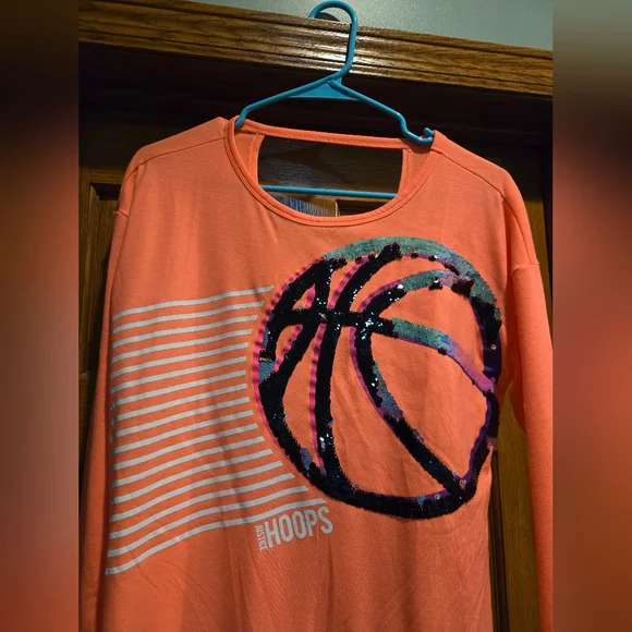Justice Coral Sequin Basketball Long Sleeve Tee - Picture 3 of 11